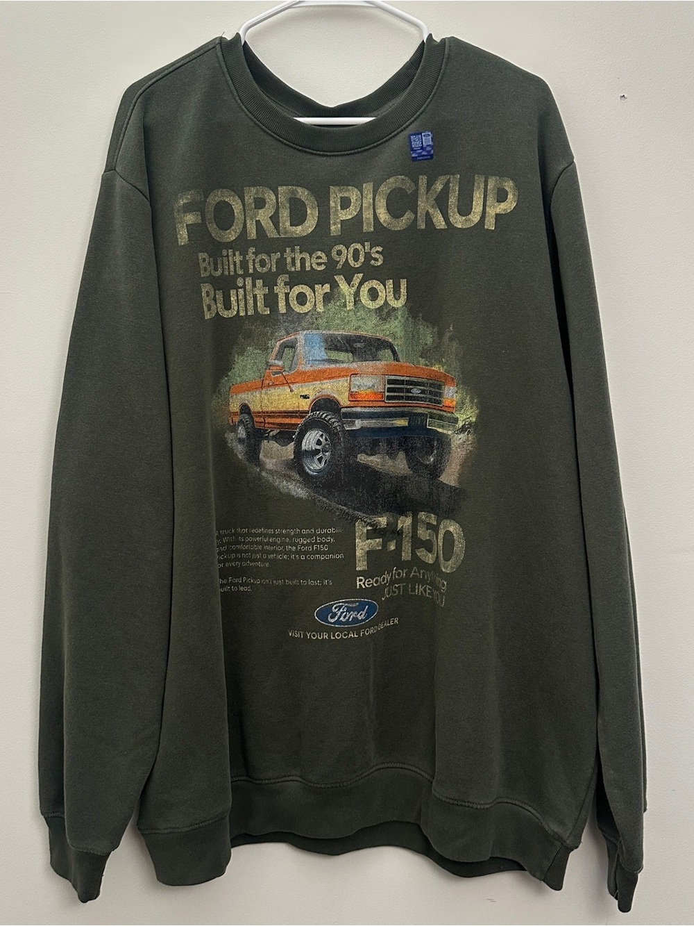 Ford Olive Green Crewneck with Orange Truck Graphic